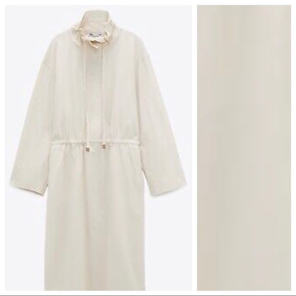 NWT. Zara Cream Limited Edition Parka Midi Dress. Size S. - Picture 7 of 11